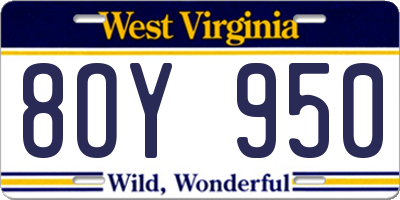 WV license plate 8OY950