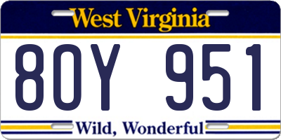 WV license plate 8OY951