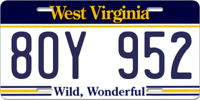 WV license plate 8OY952