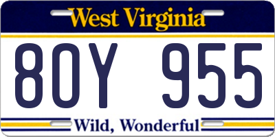 WV license plate 8OY955