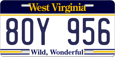 WV license plate 8OY956
