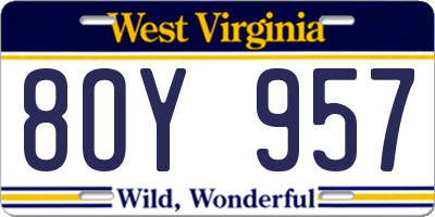 WV license plate 8OY957