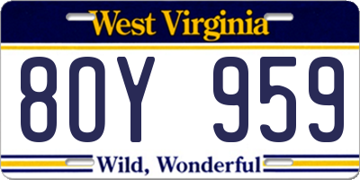 WV license plate 8OY959