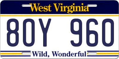 WV license plate 8OY960