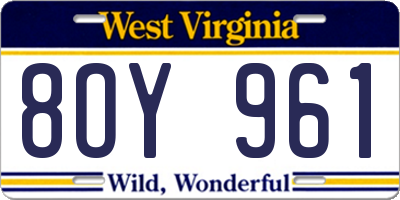 WV license plate 8OY961