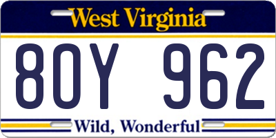WV license plate 8OY962