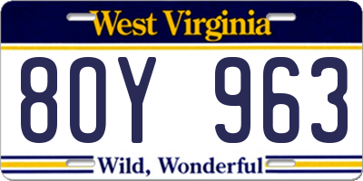 WV license plate 8OY963