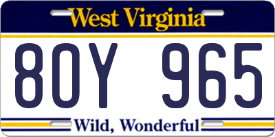 WV license plate 8OY965