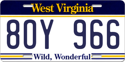 WV license plate 8OY966