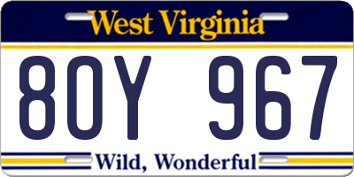 WV license plate 8OY967