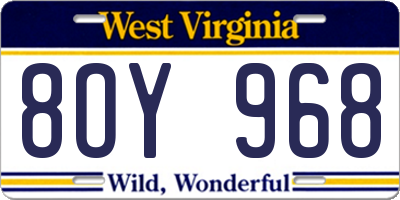 WV license plate 8OY968