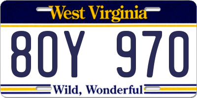 WV license plate 8OY970