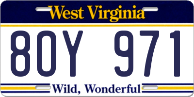 WV license plate 8OY971