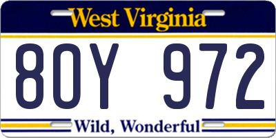 WV license plate 8OY972