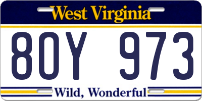 WV license plate 8OY973