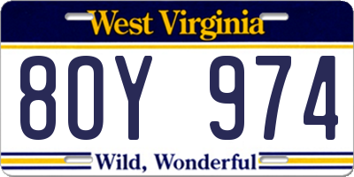 WV license plate 8OY974