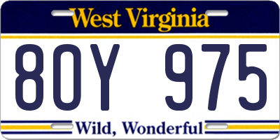 WV license plate 8OY975