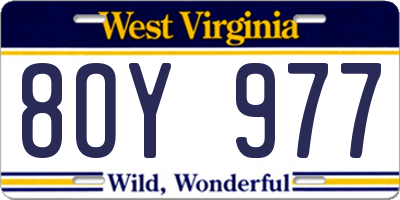 WV license plate 8OY977