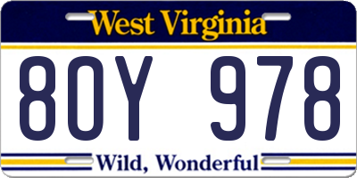 WV license plate 8OY978