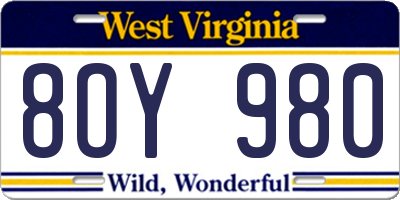 WV license plate 8OY980