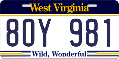 WV license plate 8OY981