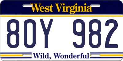WV license plate 8OY982