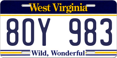 WV license plate 8OY983