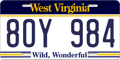 WV license plate 8OY984