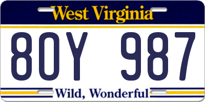 WV license plate 8OY987