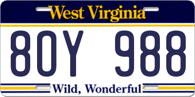 WV license plate 8OY988