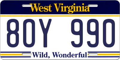 WV license plate 8OY990