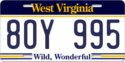 WV license plate 8OY995