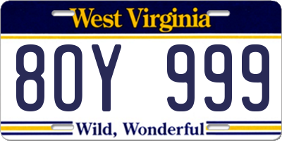 WV license plate 8OY999