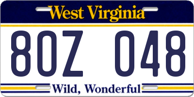 WV license plate 8OZ048