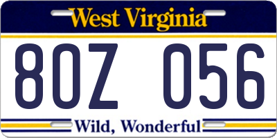 WV license plate 8OZ056