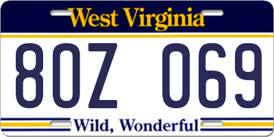 WV license plate 8OZ069