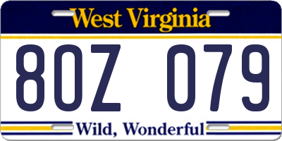 WV license plate 8OZ079