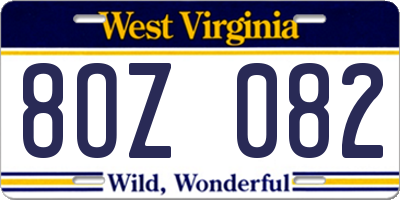 WV license plate 8OZ082