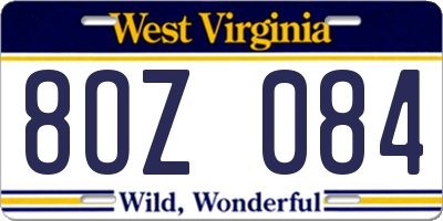 WV license plate 8OZ084