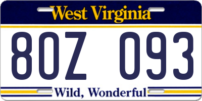 WV license plate 8OZ093