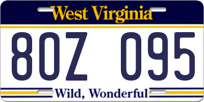 WV license plate 8OZ095