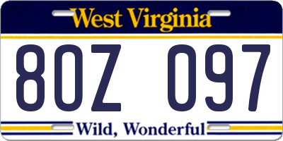 WV license plate 8OZ097