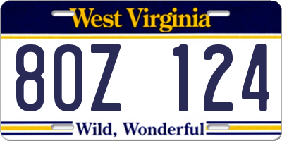 WV license plate 8OZ124