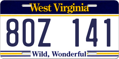 WV license plate 8OZ141