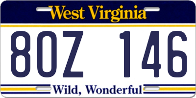 WV license plate 8OZ146
