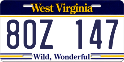 WV license plate 8OZ147