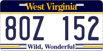 WV license plate 8OZ152