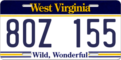 WV license plate 8OZ155