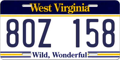 WV license plate 8OZ158