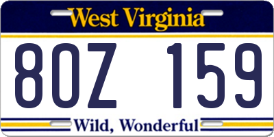 WV license plate 8OZ159